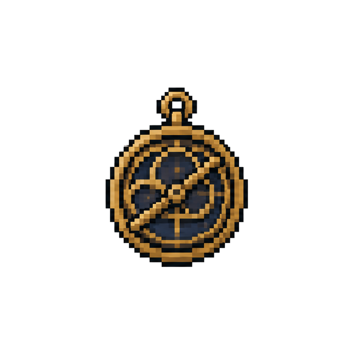 Pixel-art brass astrolabe