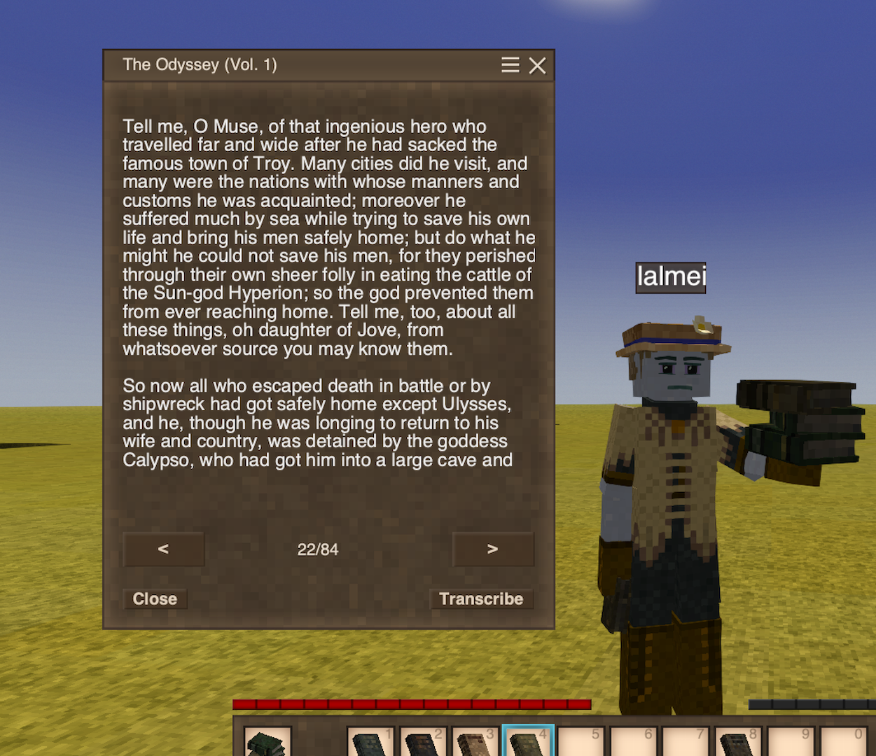 Reading The Odyssey in-game
